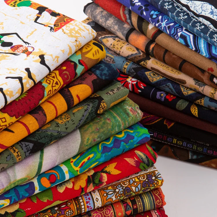 Fabric Patchwork Linen Material Sewing Upholstery Crafts Tissue Diy Print African Women  DIY 150cm*50cm