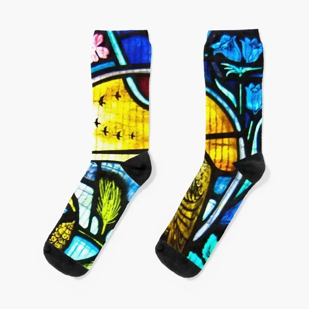 

Stained glass window Socks valentine gift ideas hip hop winter thermal Socks Women Men's