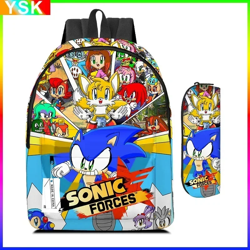 2 pz-set Sonic Gifts borsa per studenti zaino di grande capacità borsa per matite monostrato in poliestere Cartoon kawaii Cartoon School Bag