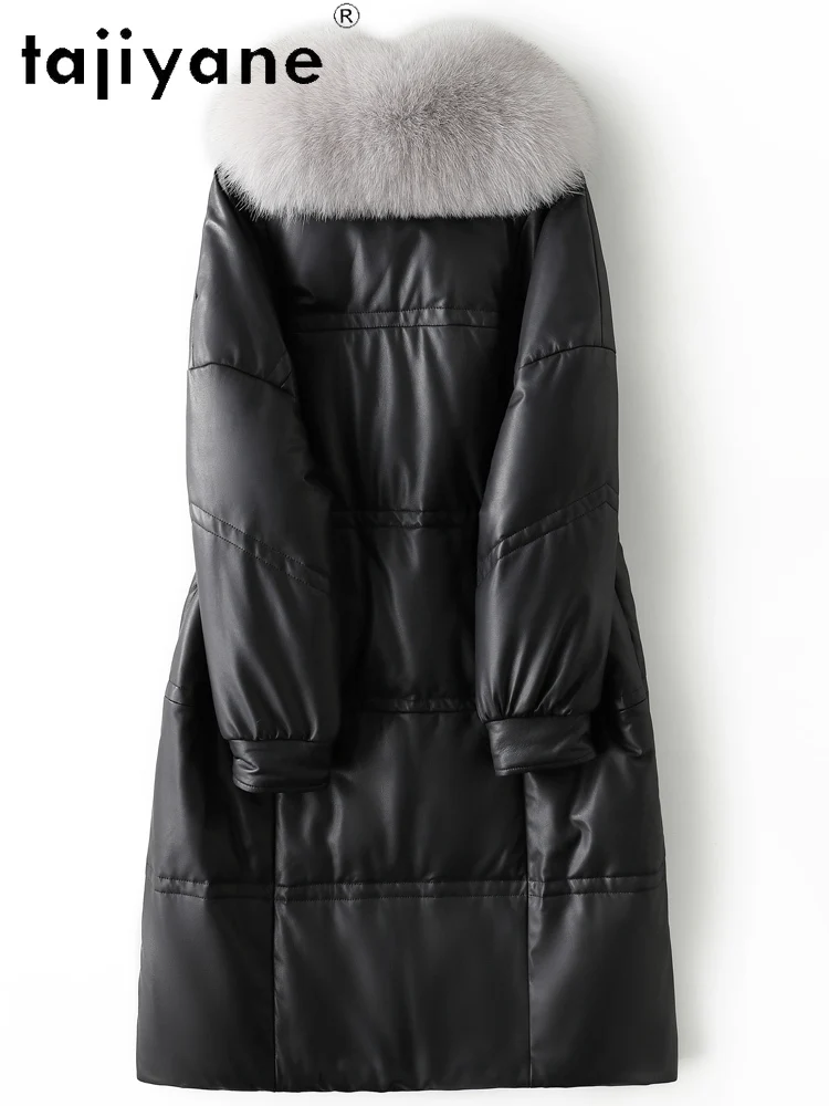 TAJIYANE Echt Schaffell Gans Unten Mantel Frauen Fuchs Pelz Kragen Puffer Jacke Aus Echtem Leder Jacken Winter Kleidung Frau 2025∑