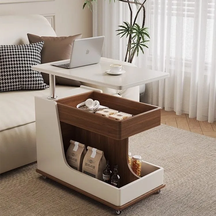 French mobile sofa coffee table advanced living room multi-functional cart lift modern simplicity