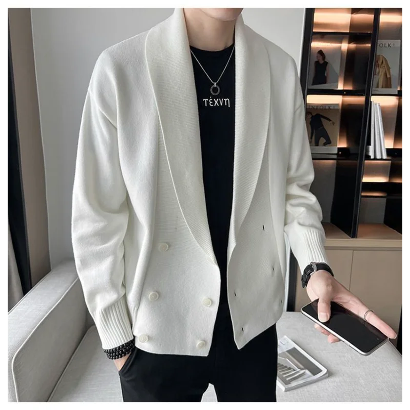 가을 탑 긴 소매 패션 턴 다운 칼라 단순하고 편안한 다목적 판매 스웨터 니트 카디건 남성 의류