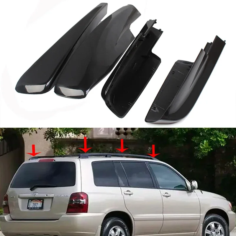 Dla TOYOTA HIGHLANDER 2001-2002 2003 2004 2005 2006 2007 bagażnik dachowy pokrywa końcowa strona pasażera tylna czarna 63493-48010 czarny ABS