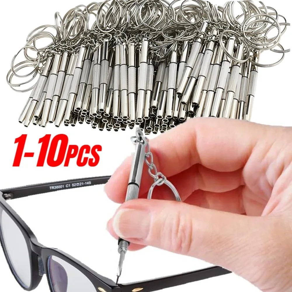 Steel Glasses Screwdriver Eyeglass Screwdriver Watch Repair Kit with Keychain Portable Hand Tools Precision Screwdriver Tools