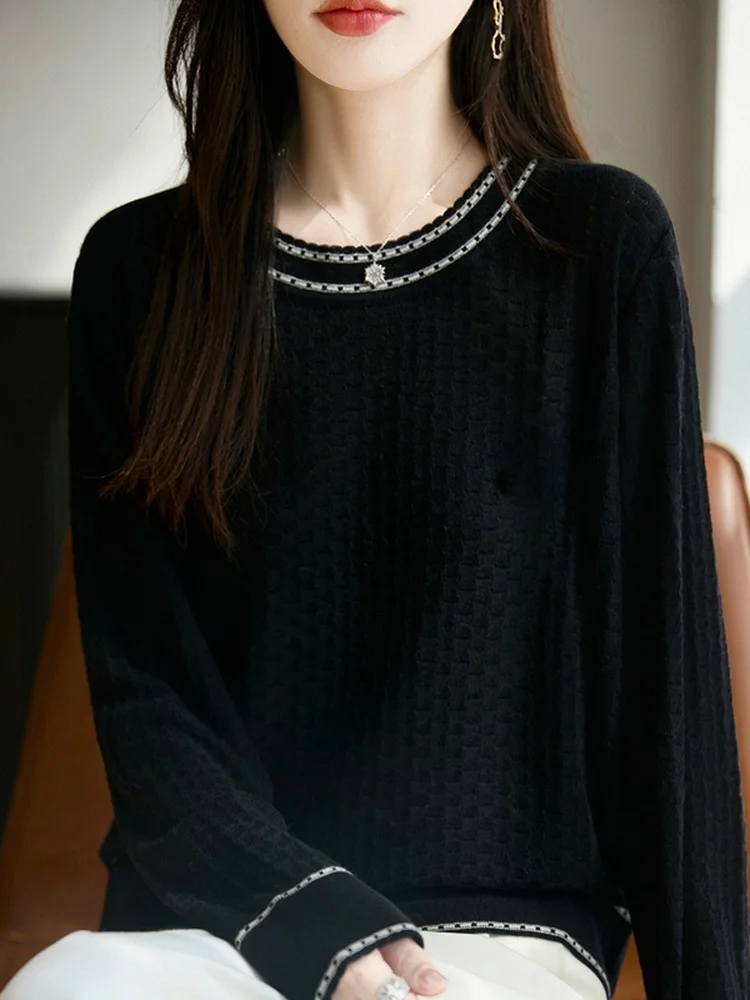 

Новинка 2025, круглый вязаный топ Ne Long Sve, весенне-осенняя верхняя одежда, свободная женская повседневная одежда из мягкой ткани Personali