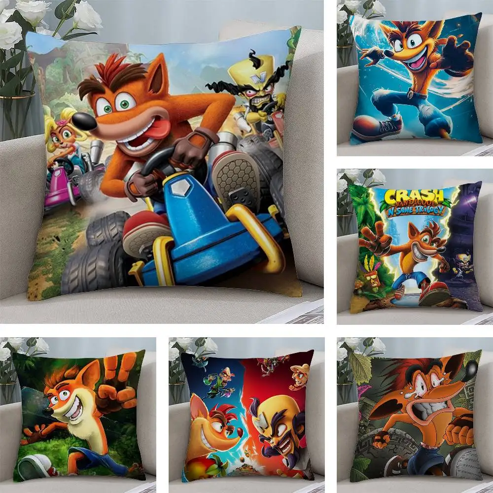 

Cartoon Game Crashs Bandicoot Pillow Case Plush Fabric Soft Pillowcase Double Sided Print Cushion Cover Household Gifts