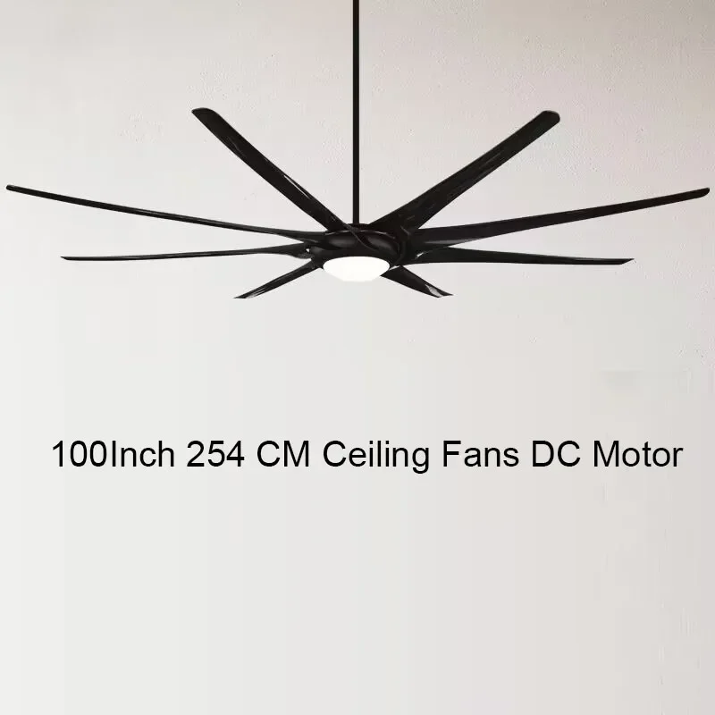 

100 Inch Large Ceiling Fans With Light DC Motor Reverse Blades 110V 220V Stainless Ceiling Fans Ventilador De Techo Silver Fan