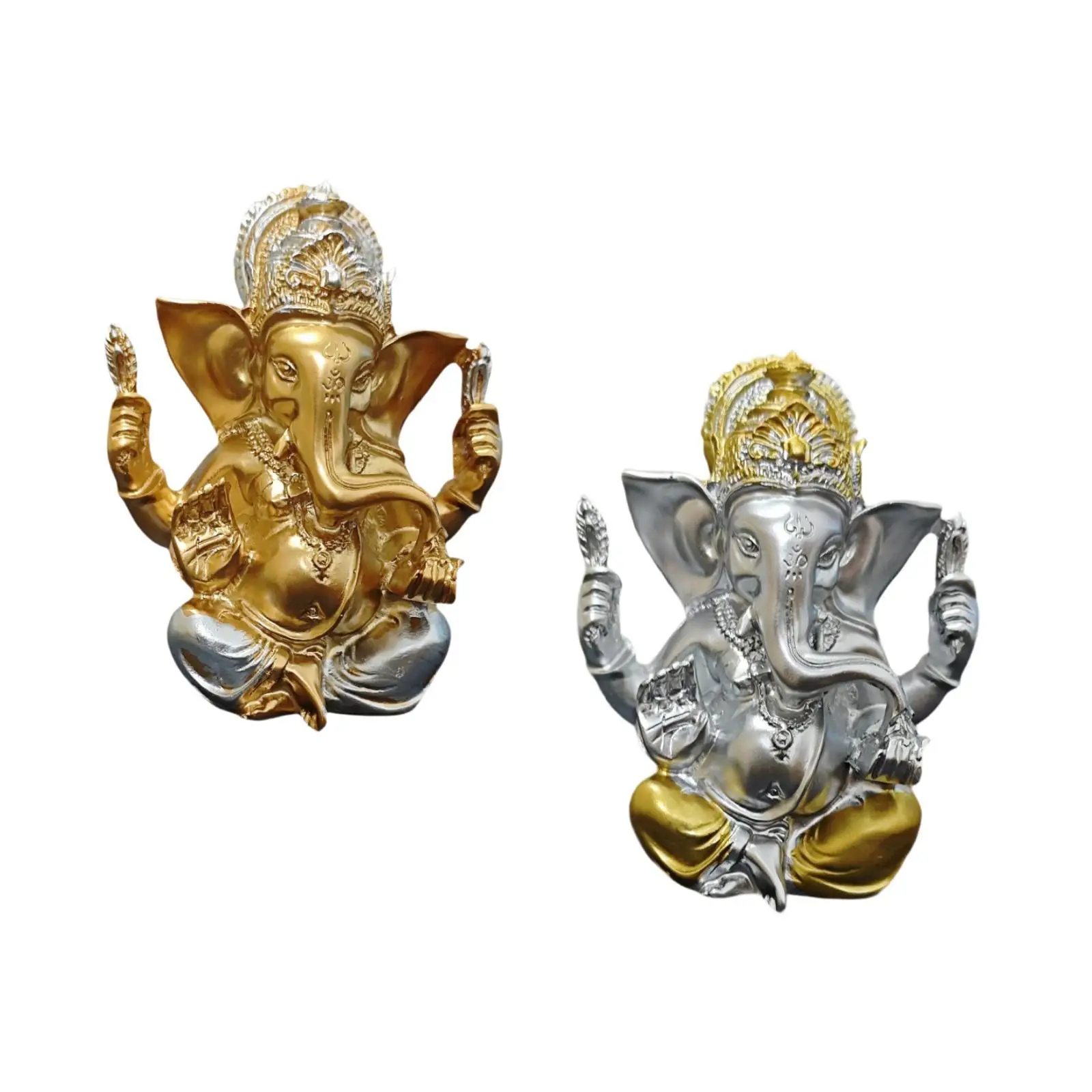 Lord Ganesha Statue Realistic Resin Ornament for Bookshelf Indoor Meditation