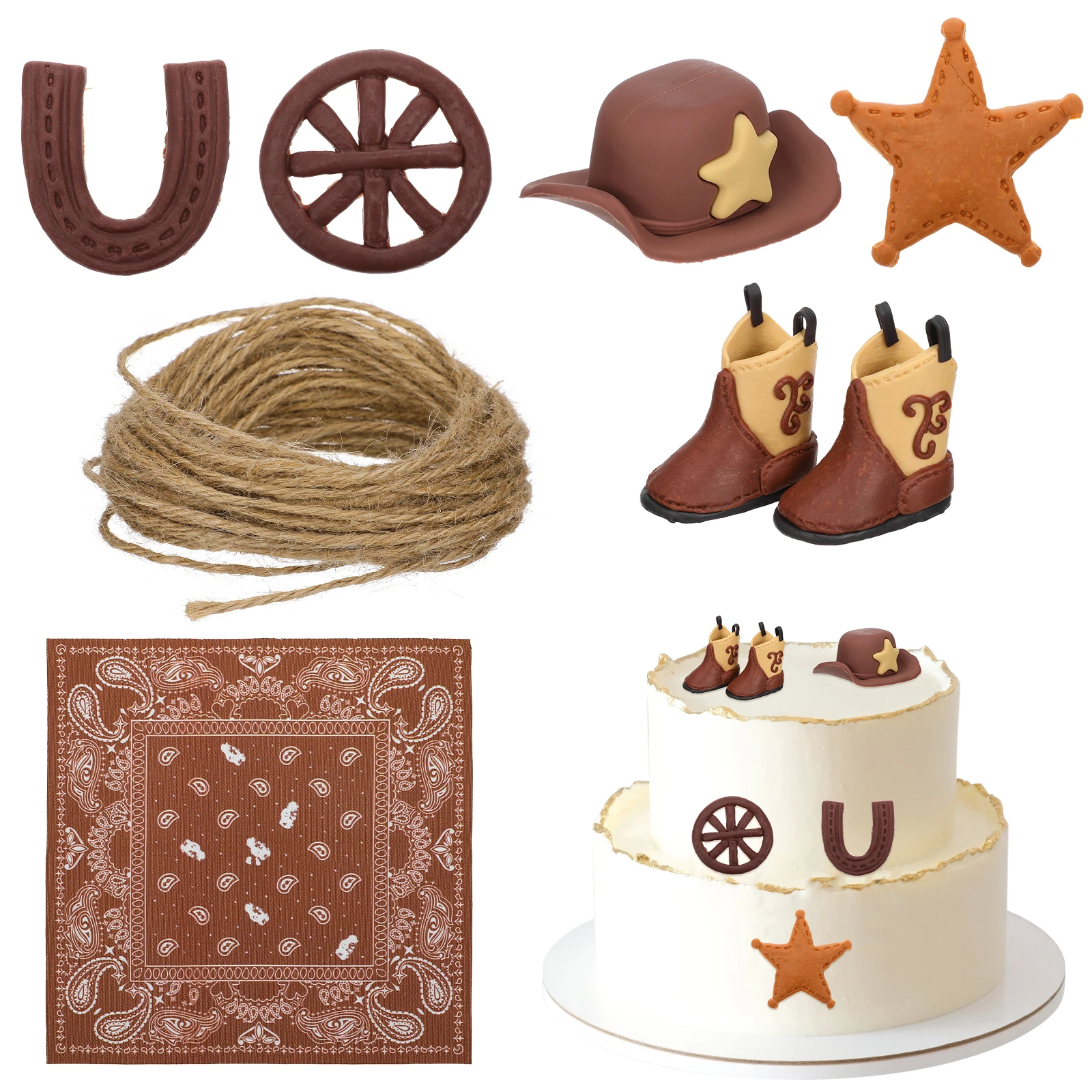 

Cowboy Toppers Party Cake Boot Theme Birthday Baby Shower Western Reusable Cow Boy Cupcake Toppers Plastic Cake Decor