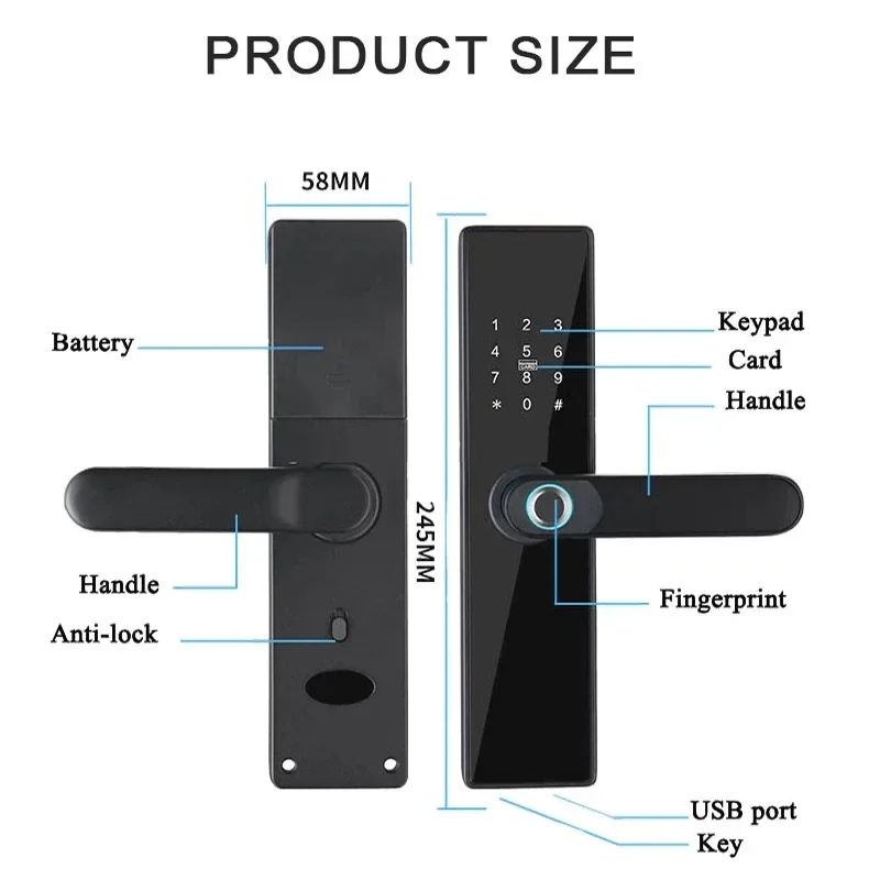 RAYKUBE Biometric Fingerprint Door Lock K7 Pro+ Smart Lock Tuya App Remote Unlocking Keyless Lock Electronic Door Lock