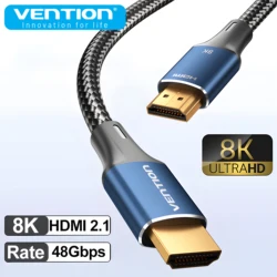 Vention New 8K@60Hz HDMI 2.1 Cable 3D Video High Speed Certified 48Gbps HD Digital HDMI Cable for Samsung Sony Xiaomi TV Swictch