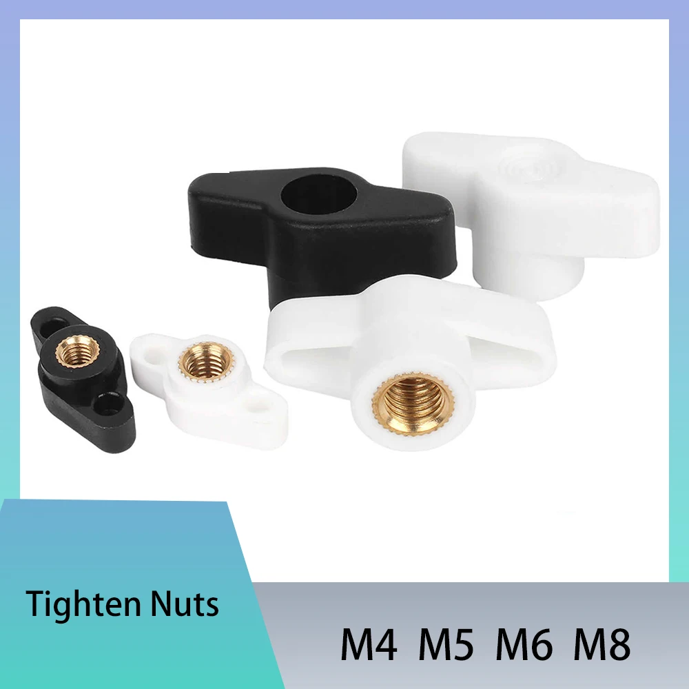 5/10Pcs M4 M5 M6 M8 T Type Plum Bakelite Hand Tighten Nuts Butterfly Plastic Head Hand Knob Nut Through Hole/Blind Hole