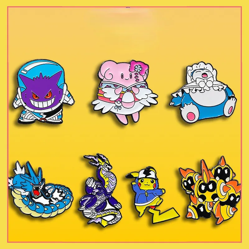 New Pokemon Cute Brooch Pikachu Ghost Fat Ding Kirby Backpack Decorative Alloy Badge