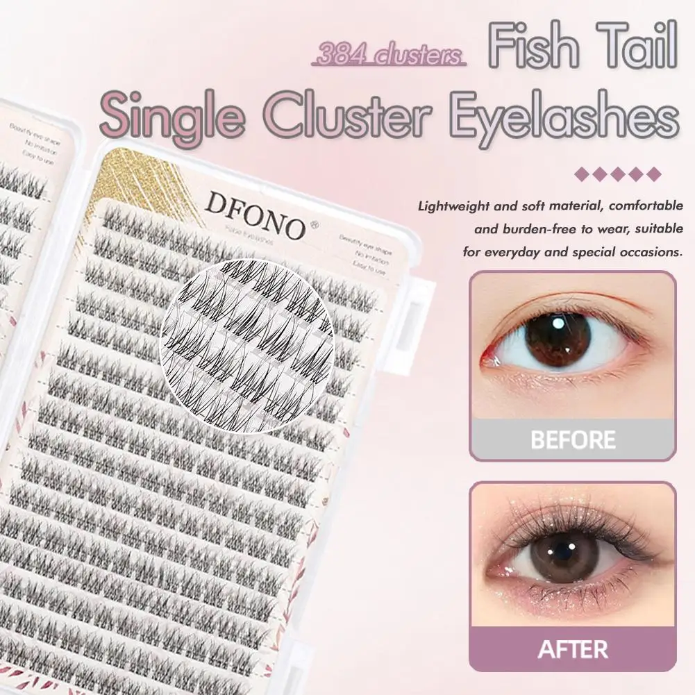 Libro di ciglia finte a tre file a coda di pesce da 32 file, capacità singola da 10-12 mm, naturale, croce grande, soffice stile riccio e ciglia Clus H3G0