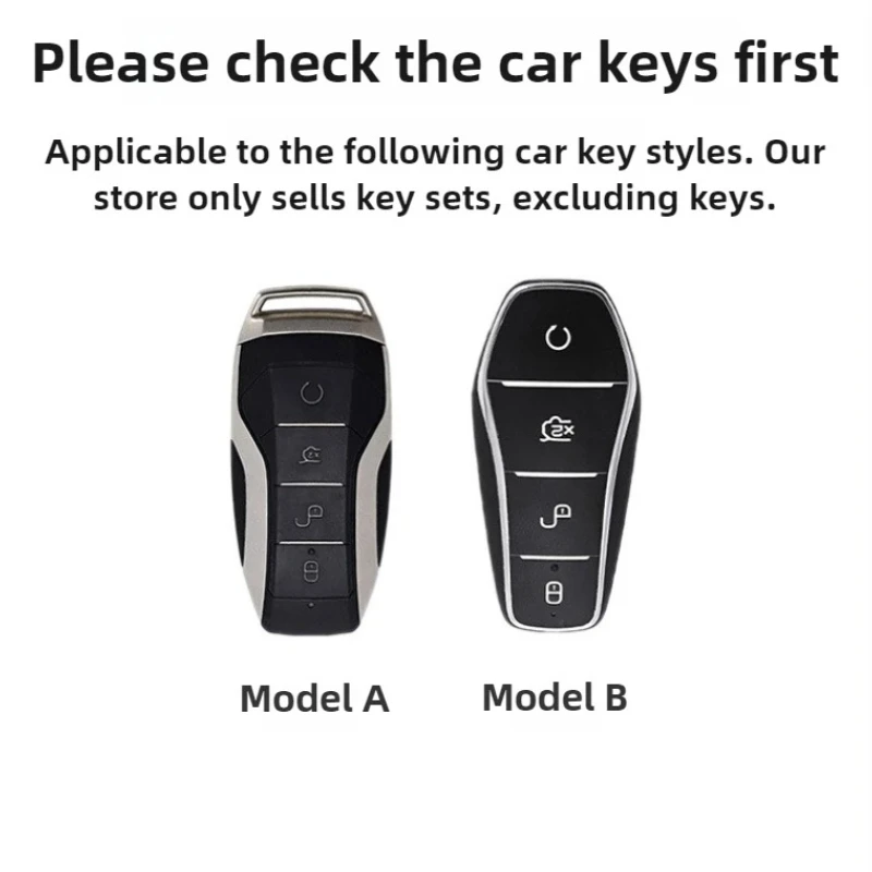 3D Top Grain Leather Key Cover for BYD Dolphin Seal Qin Atto 3 w/ Metal Ring, Full Enclosed Anti Scratch Protector