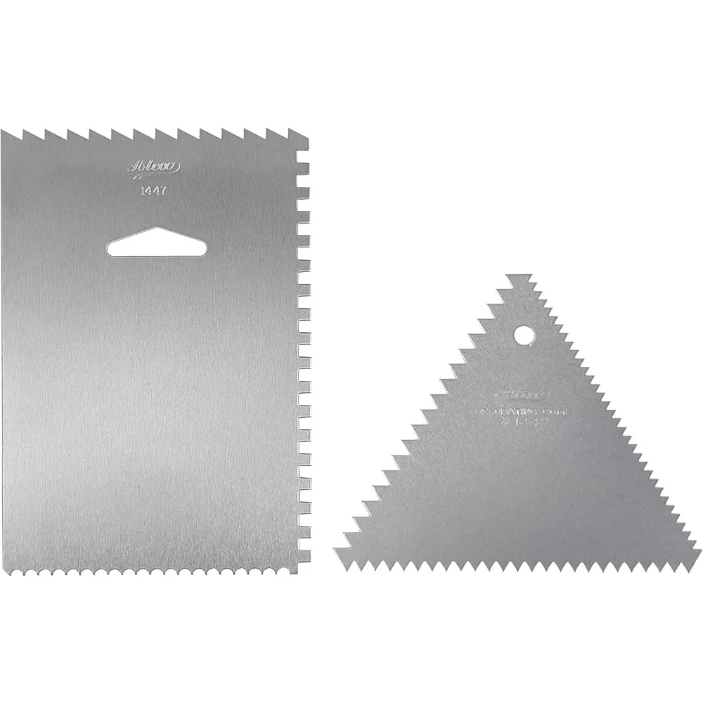 

3 Sided Decorating Comb and 1447- 4 Sided Decorating Comb & Icing Smoother, 2 Pc Set,Silver