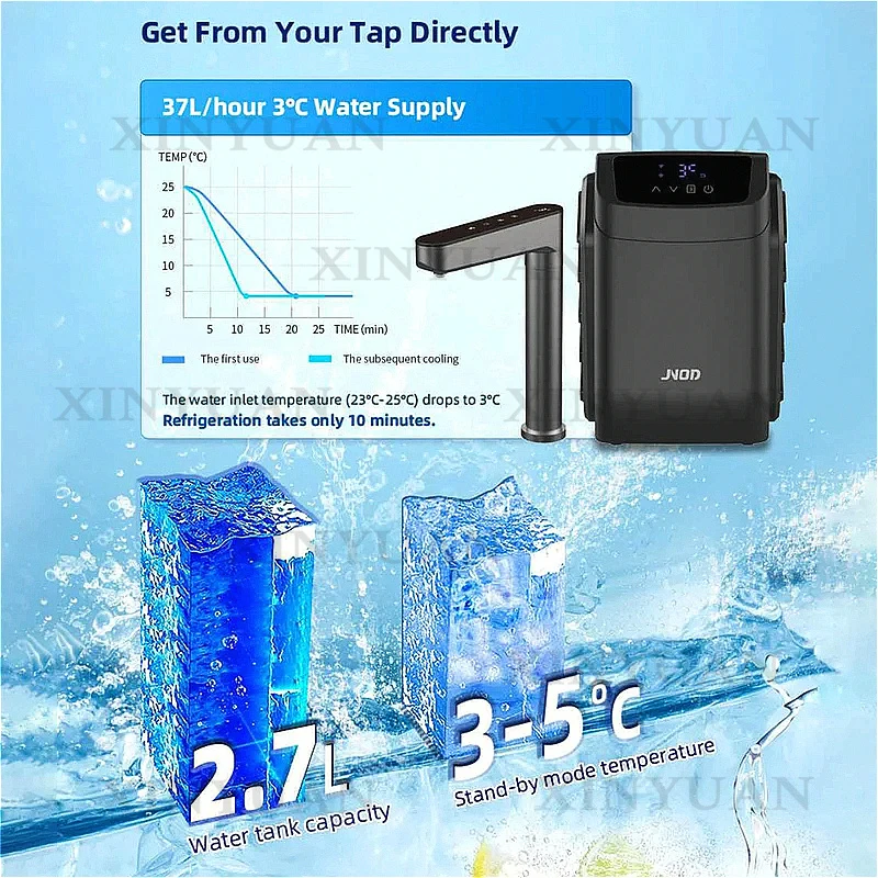 Kitchen Faucet, 5 in 1 Filter System Brass Brushed Gold Instant Hot Chilled Sparkling Boiling Water Tap