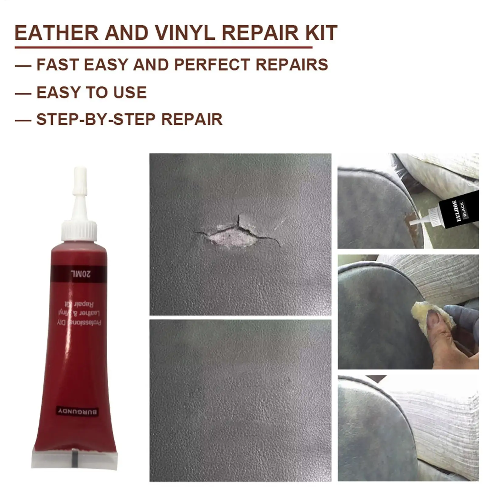 Car Seat Leather Repair Agent Vinyl Repair Kit Car Instrument Panels Sofas Coats Repair Gel Cleaner Cream 4 Color 20ml
