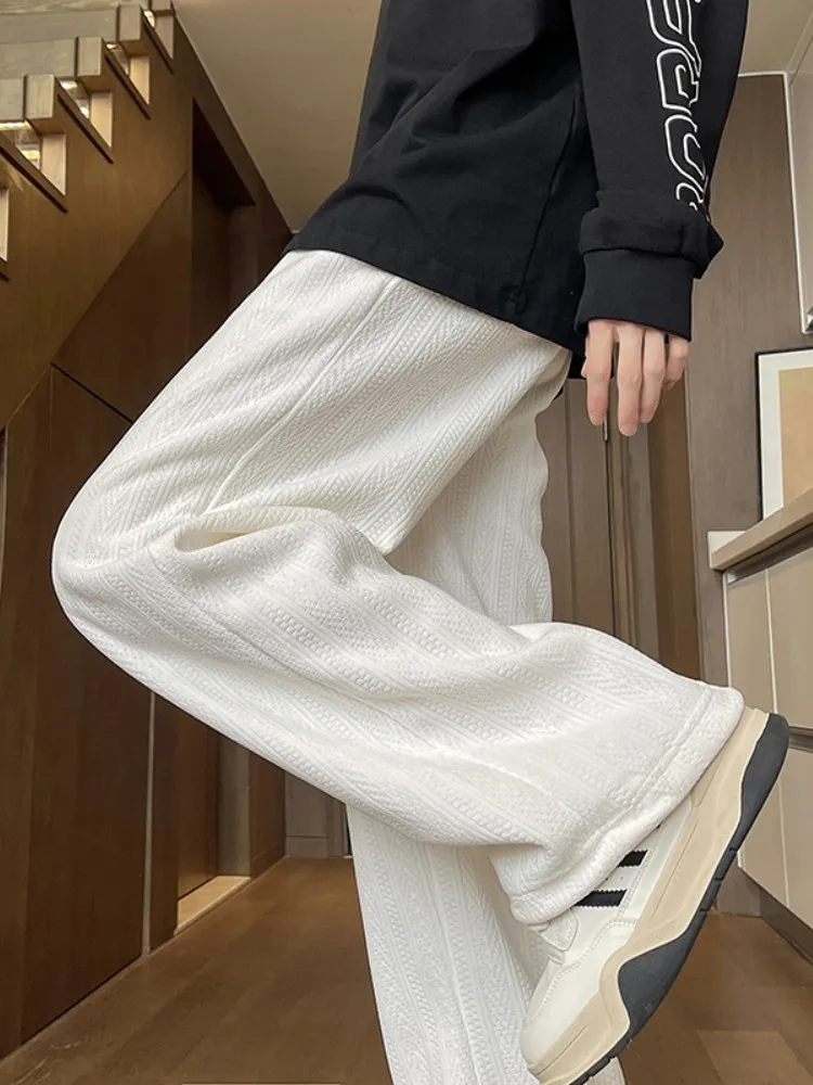 

Текстурированные мужские повседневные брюки прямого кроя, свободные, в американском ретро-стиле, весенне-осенние, модные, брендовые, длинные брюки