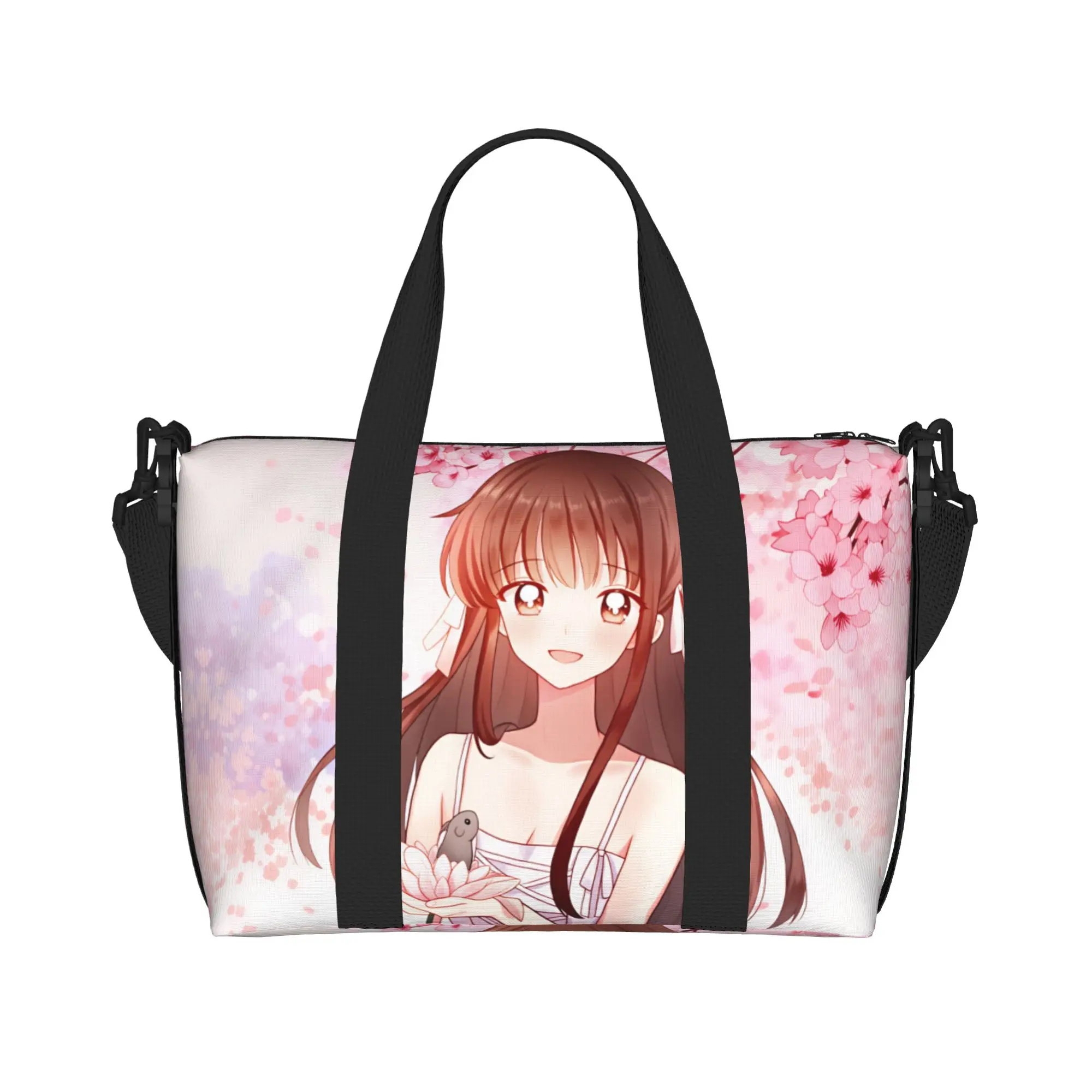 Custom D-Fruits B-Basket Tohru Honda Beach Tote Bag Women Extra Large Gym Carry On Anime Travel Shopping Bags