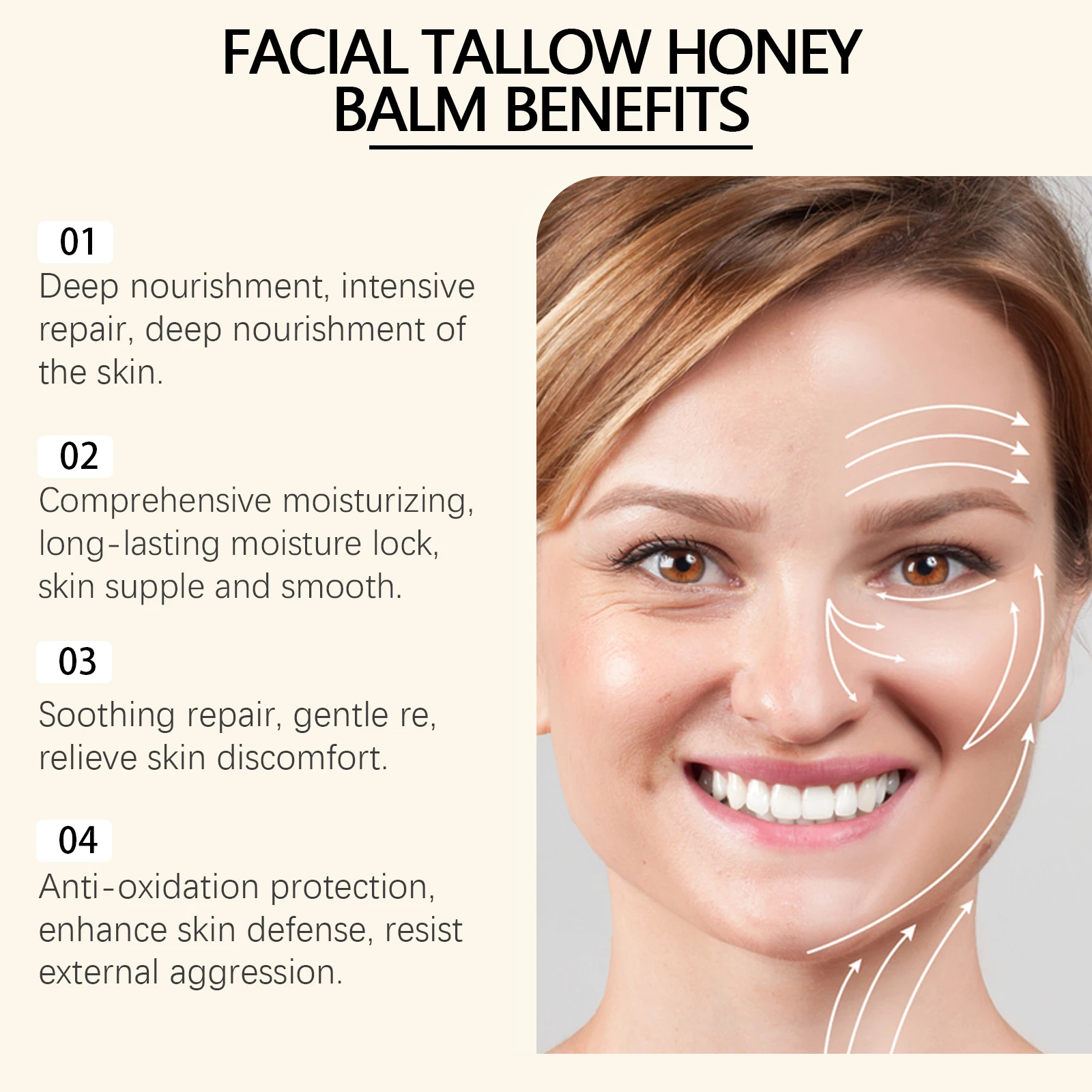 Facial Tallow Honey Balm Deep Moisturizing Nourishing Face Cream Dry Skin Soothing Hydrating Barrier Support Daily Skincare Balm