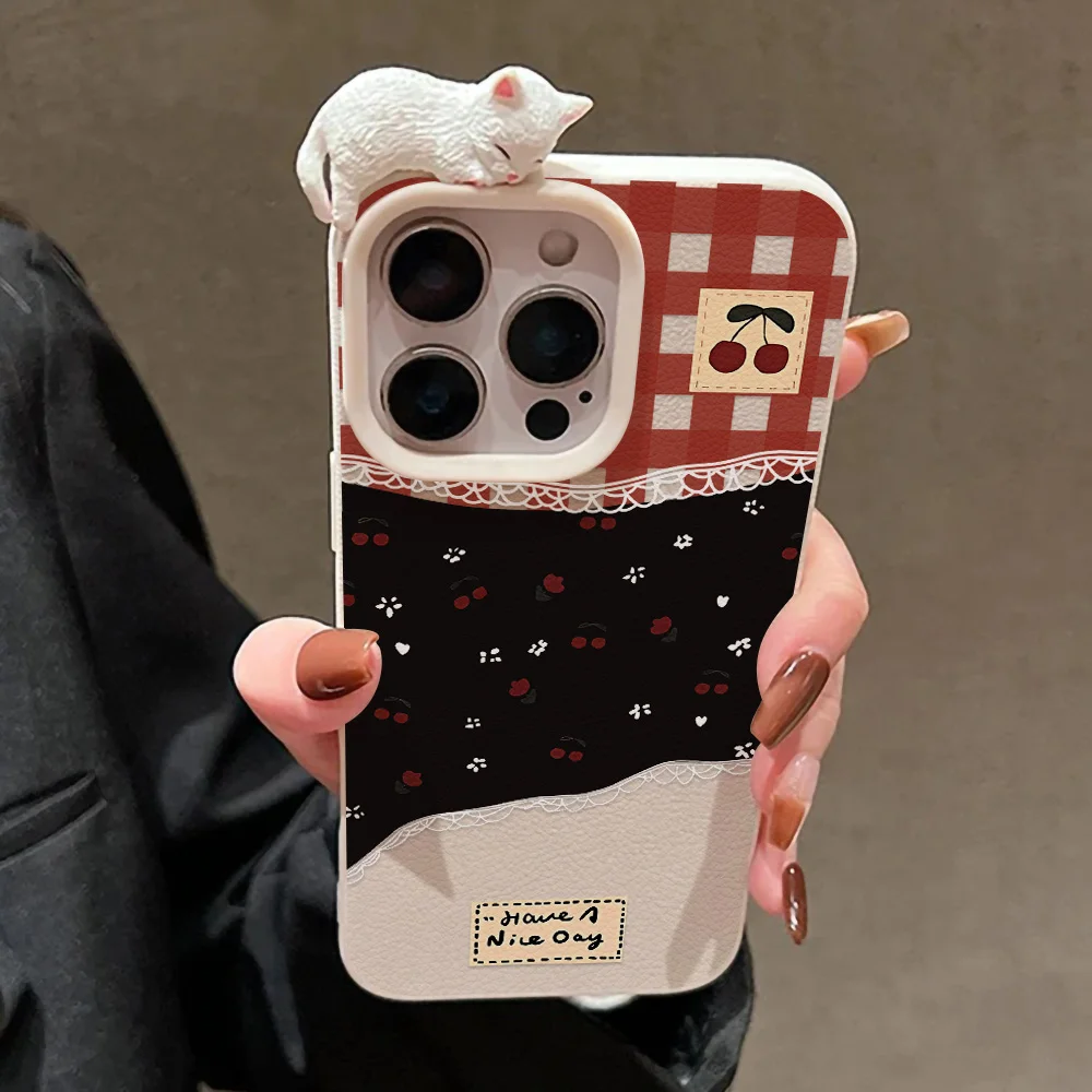 لطيف القط ثلاثية الأبعاد قضية الهاتف آيفون 17 غطاء آيفون 12 15 13 14 11 17 16 برو ماكس 16 زائد 17 الهواء iPhone17 iPhone11 لينة فوندا غطاء #3