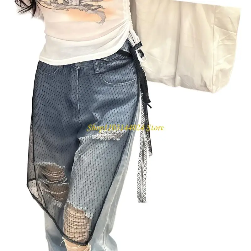 N5KE Unique Charm Lace Overlay Hip Skirt 2 Color Black White Fart Skirt Adjustable Tied Design Multipurpose Headscarf