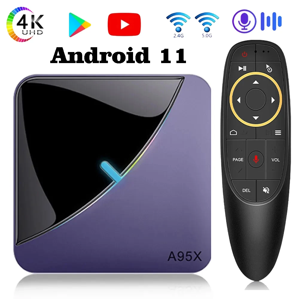 

Smart TV Box A95x Fairll Android 11 Amlogic S905W2 4G RAM 64GB ROM 5G Wifi 4K Video 3D RGB light Top Boxs HD Media Player