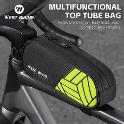 WEST BIKING Top Front Tube Frame Triangle Bag 1L Multifunctional Portable Reflective MTB Road Bike Pannier Cycling Accessories