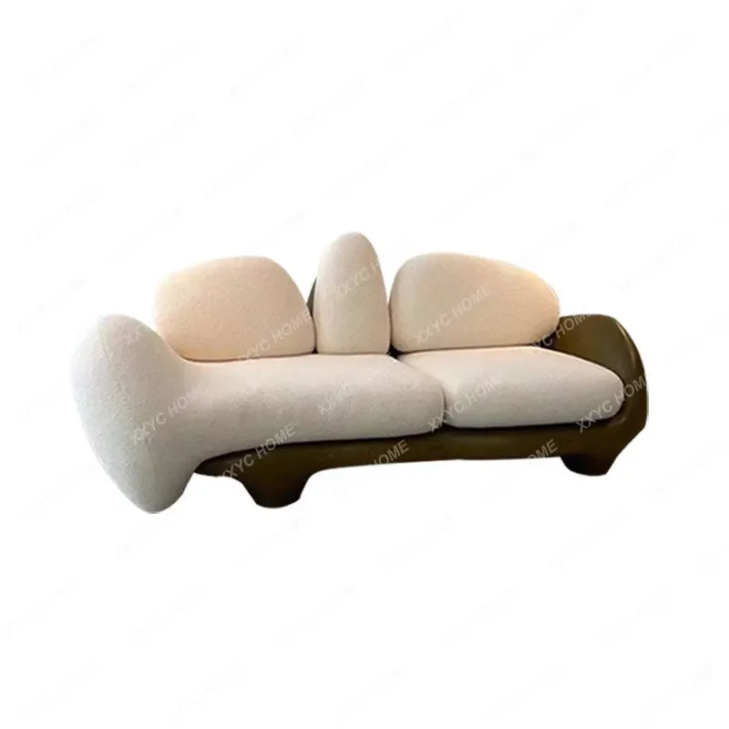 House Silent Style Small Sofa Model Room Small Apartment Lambswool Fabric Home