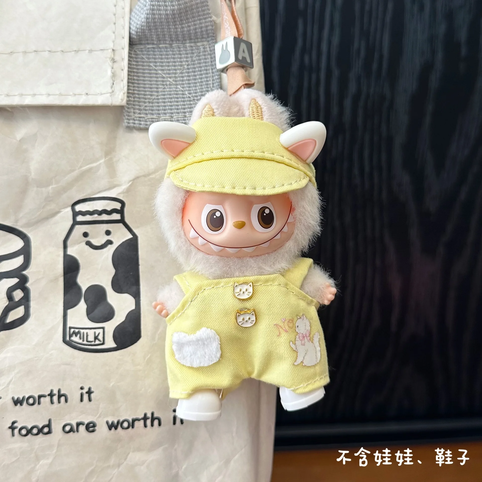 Fashion Artist One-piece Workwear Set for Labubu 4.0 Kawaii Plush Pink Pig Frog Jumpsuit for 10cm Labubu V4 Dolls Accessories