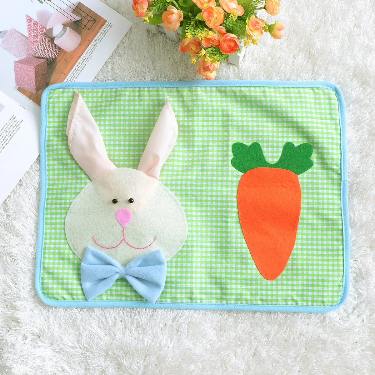 

48x35cm Easter Bunny Placemat High Quality Table Mat for Holiday Meal Decoration Enhanced Dining Experience Dinner Table Mat