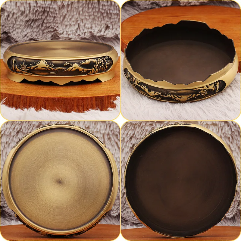 Brass Base round Chinese Style Retro Ornaments Household Indoor Incense Burner Base Cornucopia Base