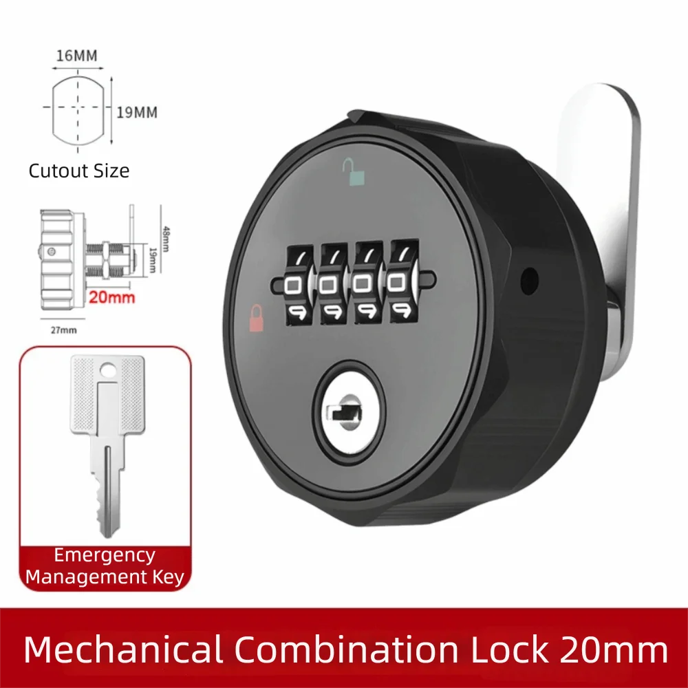 4-Digit Combination Cabinet Password Lock Round Padlock Weatherproof Combination Cabinet Lock Anti-theft Reset Function