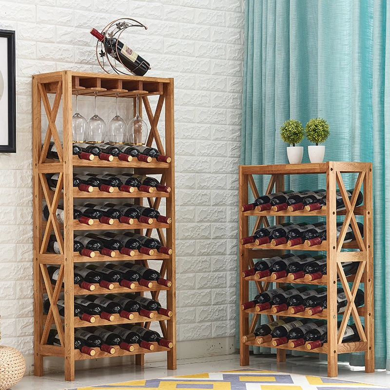 Modern Wooden Wine Rack Cabinet, Display Shelf Globe for Home Bar Furniture, Oak Wood, Wine Rack Holders, Storage, 25-40 Bottles