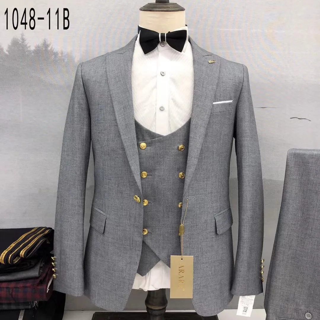 2024 Latest Suits For Men Fashion Slim Fit 3 Pieces Wedding Groom Blazer Vest Pants Set Formal Banquet Luxury Tuxedos For Male