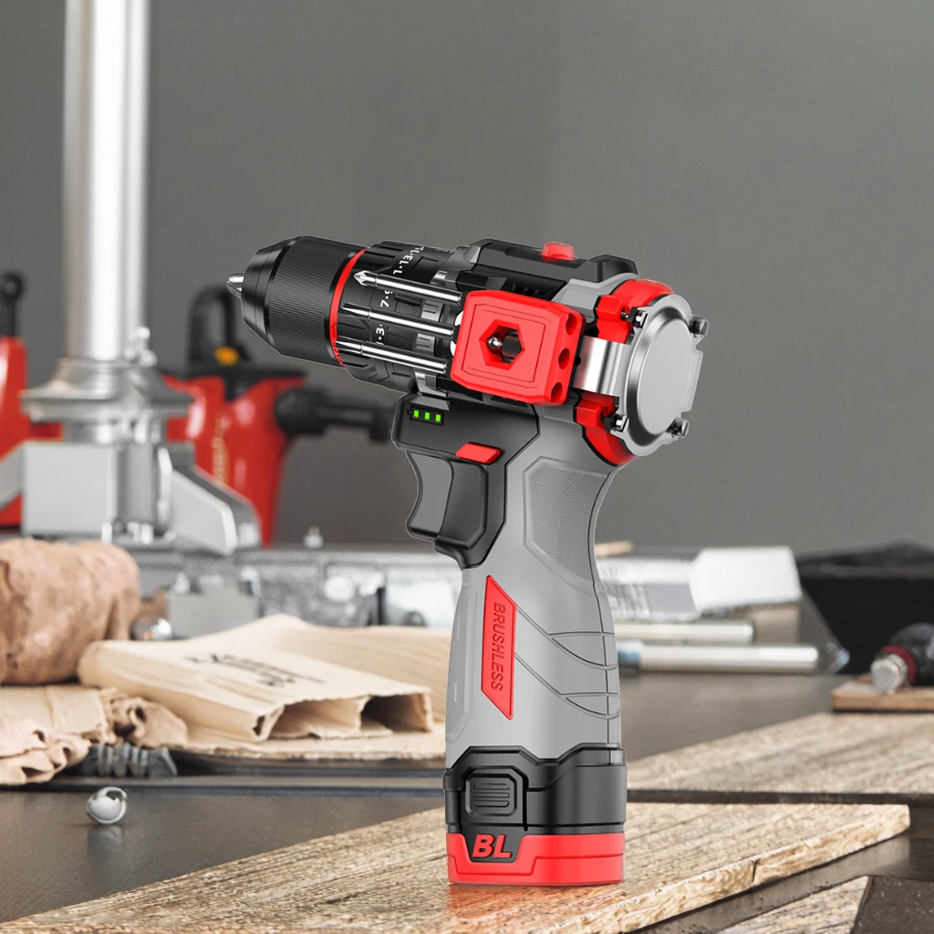 

NANWEI 20V Brushless Cordless Electric Hand Drill Rechargeable Impact Power Drill Variable Speed Motor Tool