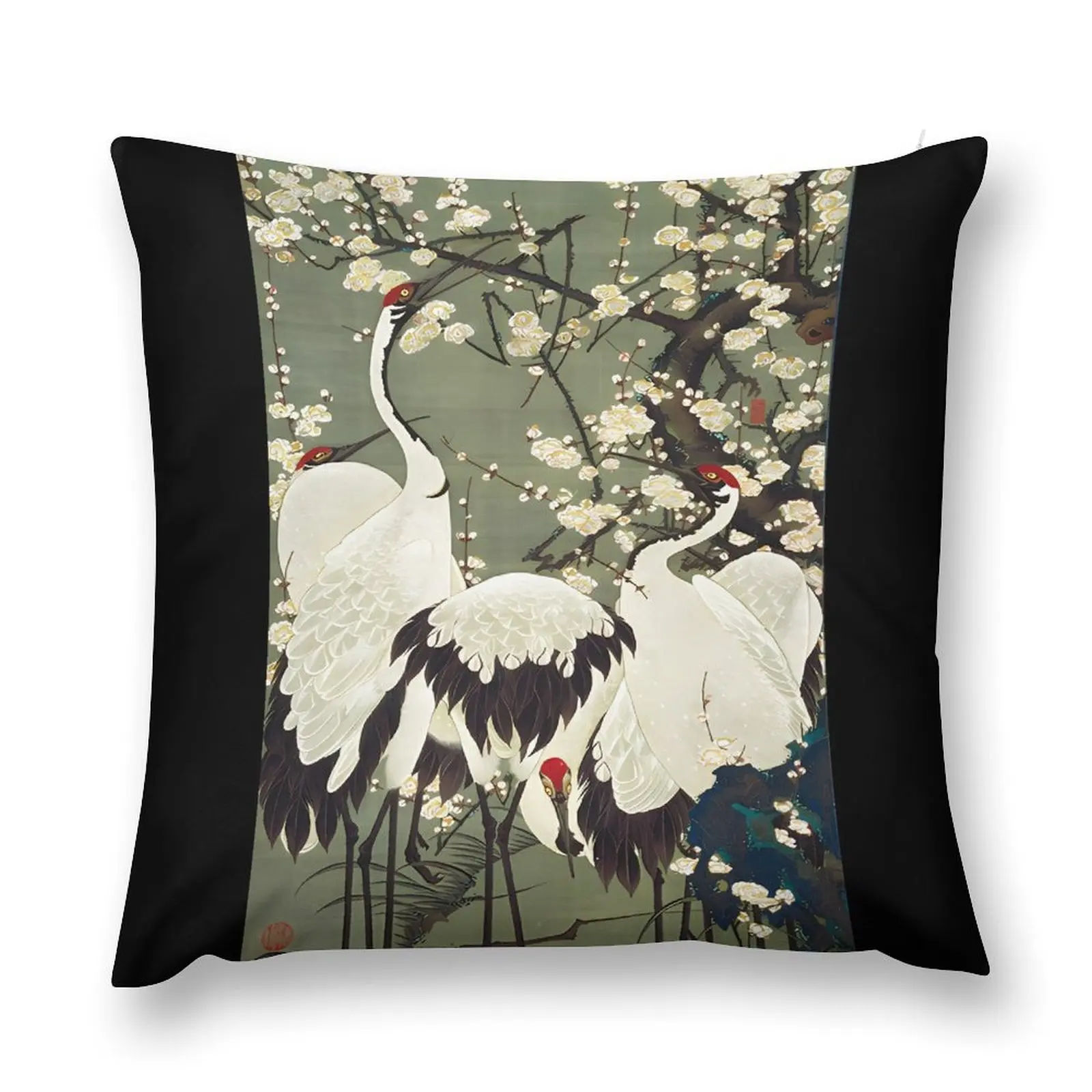 Majestic Plum Blossom and Cranes by Ito Jakuchu: Exclusive Upsized Edition for Art Connoisseurs! Throw Pillow