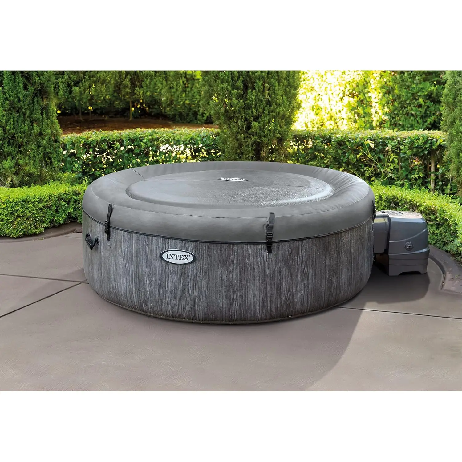 Greywood Deluxe 4 Person Outdoor Portable Inflatable Hot Tub Spa with Multi-Color LED Light, Foam Headrests, and, Customized view 3