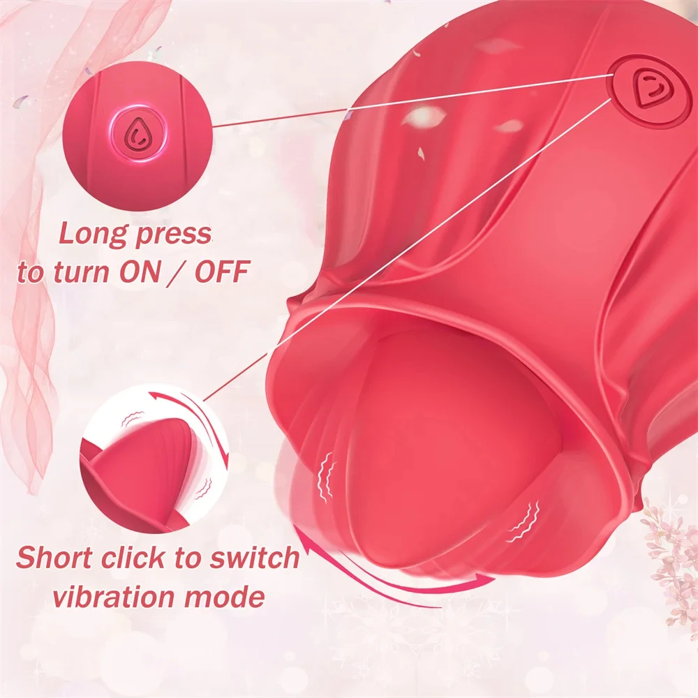 Tongue Licking Rose Vibrator Female Masturbation G Spot Massage Sex Toys for Nipple Vagin Clitoris Stimulator Adults Goods - Image 5