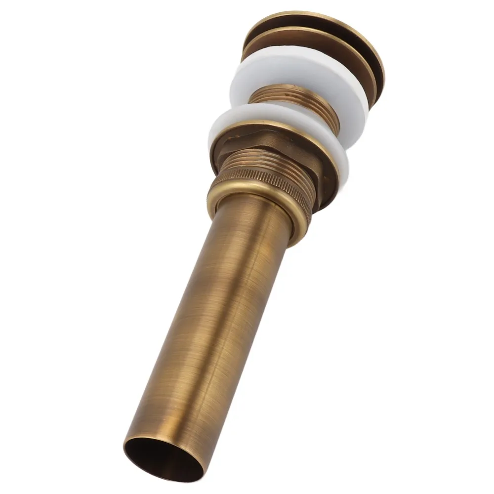 Brass Push Bounce Drain Stopper with Overflow Anti-Clog Bathroom Sink Drain Quick Drainage Press and Bounce Mechanism