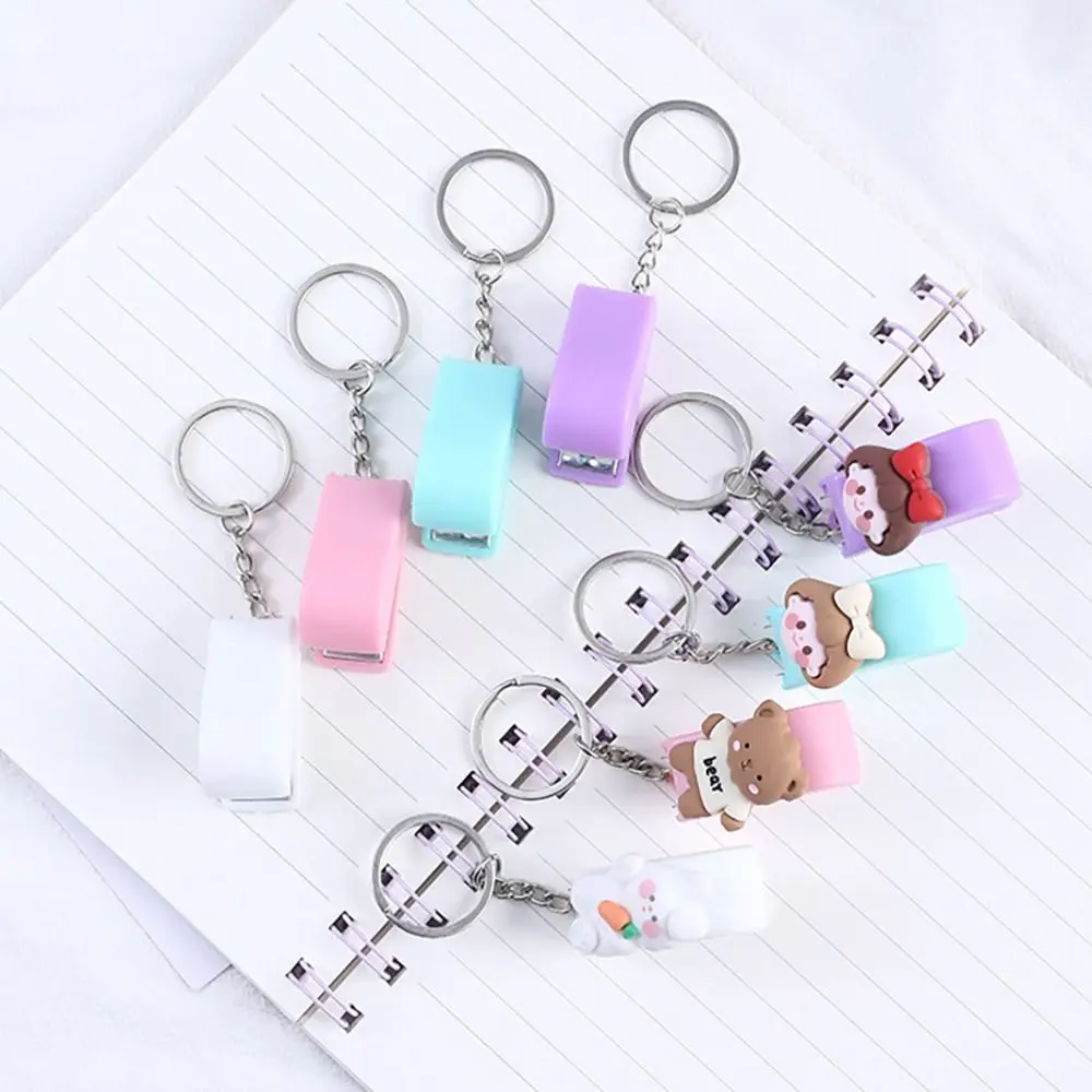 Cartoon Mini Stapler Cute Mini Student Stationery Stapler Keychain School Office Supplies Gift Staples Binding Tools