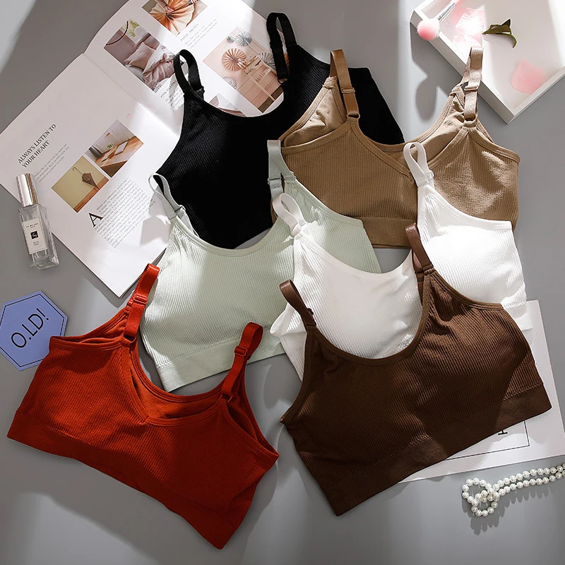 Sports Bras No Steel Ring Thread Wrapped Chest Seamless Chest Pad Sports Top Sleep Bra Shoulder Strap Adjustable Women Underwear