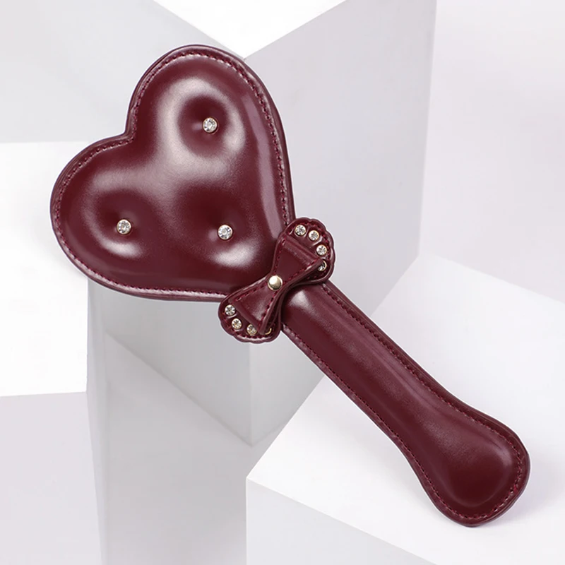 29CM High Quality PU Leather Heart-Shaped Paddle,Horse Whip,HorseRiding Equestrian Training Whip for Cosplay