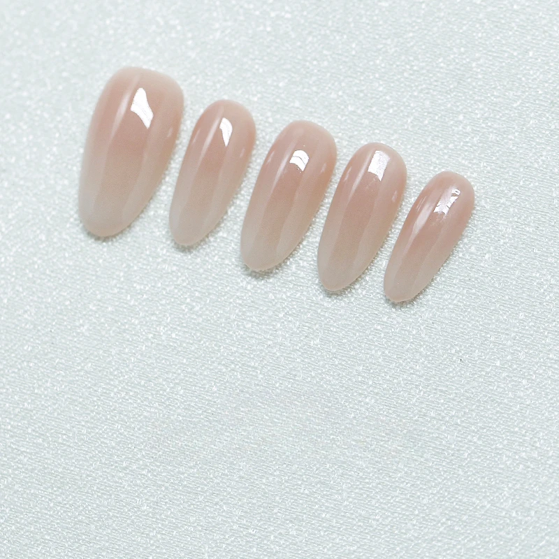 Handmade Nude Gradient Simple Hand Made เล็บปลอมอะคริลิคออกแบบเล็บปลอมเกาหลีชุดกดบนเล็บพร้อมกล่องและเครื่องมือ