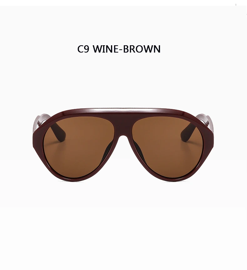 Piloten-Sonnenbrille mit großem Rahmen, Unisex, Übergröße, modische braune Sonnenbrille, Markendesign, Winterbrille – Detail 31