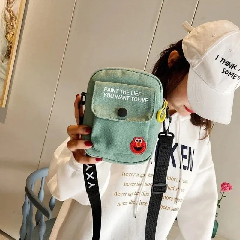 Small Canvas Bag Women\'s Crossbody Shoulder Bags for Kids Messenger Coin Purse Cartoon Cell Phone Shoulder Bags Phone Handbags