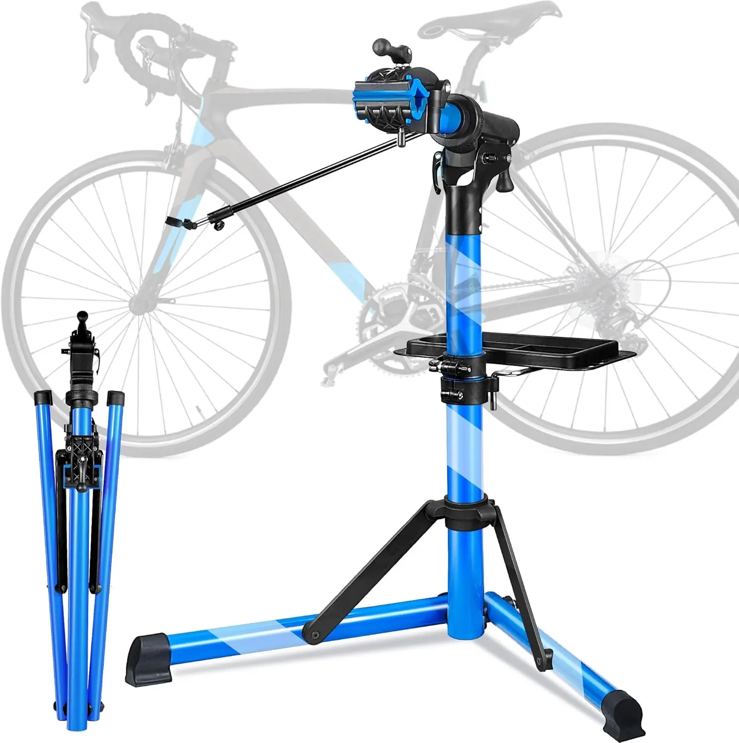 Heavy Duty Bike Repair Stand (Max 110 lbs) - Portable Bicycle Stand Maintenance Workstand Aluminum Made For Electric Bikes