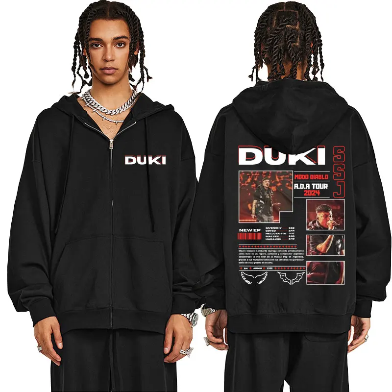 

Hip Hop Rapper Duki ADA Tour Print Zipper Hoodie Antes De Ameri Graphic Zip Up Jacket Coat Men Women Fashion Oversized Hoodies