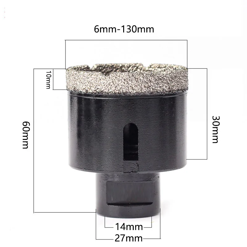 1Pcs 6-130mm M14 Thread Vacuum Dry Brazed Diamond Drilling Core Bit For Ceramic Tile Granite Marble Punch Hole Saw Drill Bits